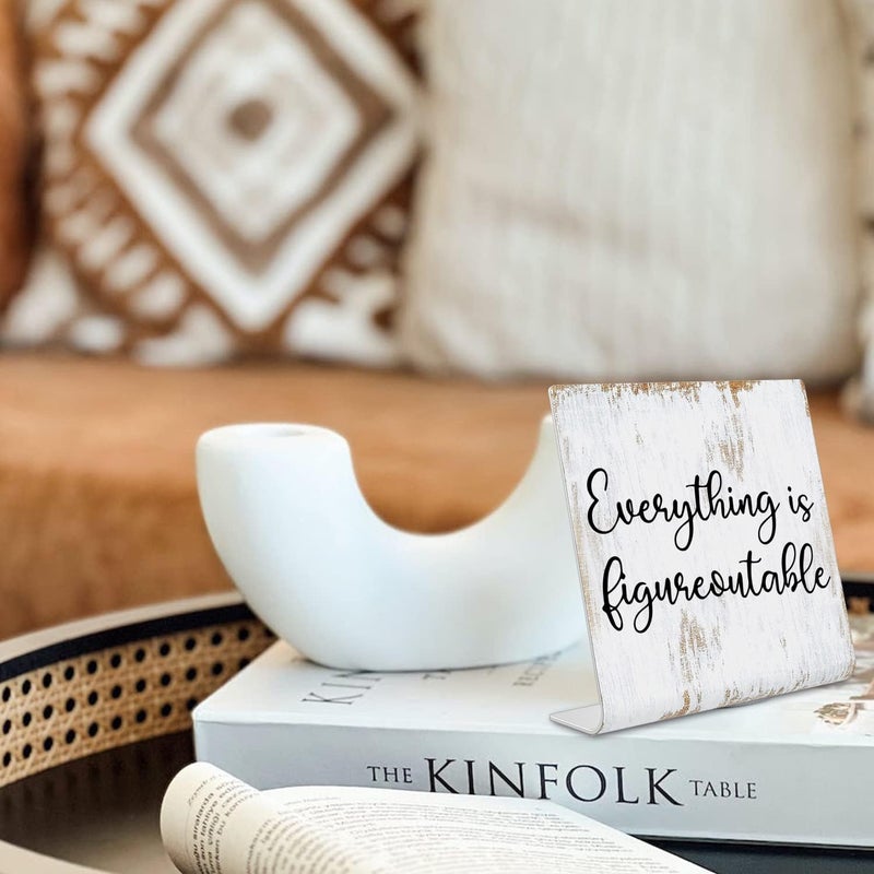 TRCENDE Everything is Figureoutable Sign, Inspirational Gift for Woman, Men, Workers, Friends,Motivational Desk Sign Decorations for Home Office Desk Bar Cubicle Table Shelf Plaque Sign Decor dksg15 - Image 3